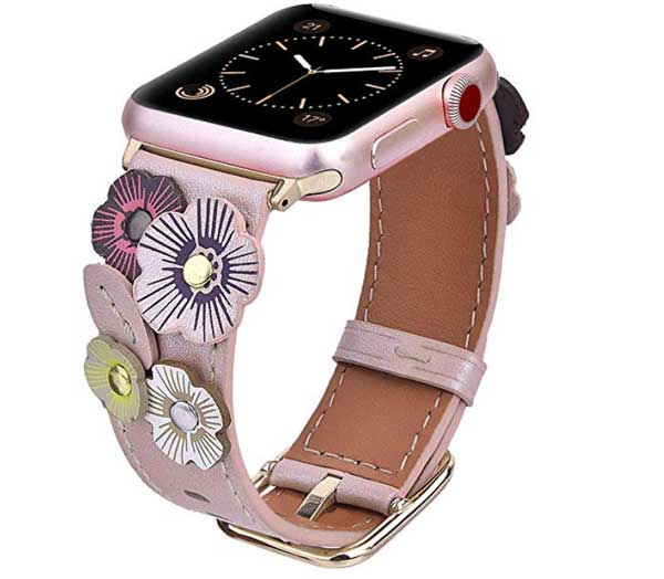 Kvetinové kožené pásky V-Moro pre Apple Watch
