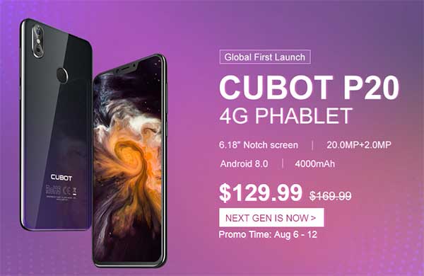 Globálne uvedenie Phablet Cubot P20 na trh 4G - Gearbest.com