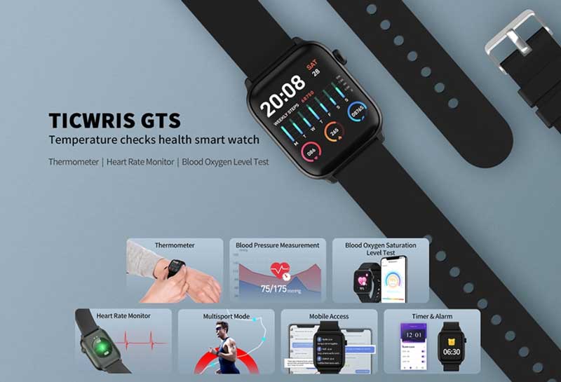 TICWRIS GTS - inteligentné hodinky s teplomerom
