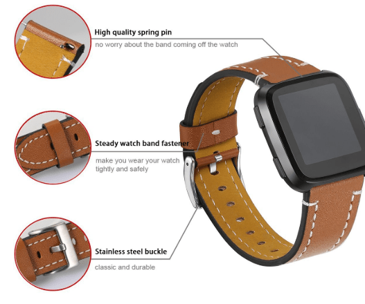 Najlepší kožený remienok Fitbit Versa - vodotesný pás z pravej kože