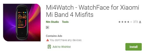 Mi4Watch - WatchFace pre Xiaomi Mi Band 4 MisFits od spoločnosti Ntn Studio